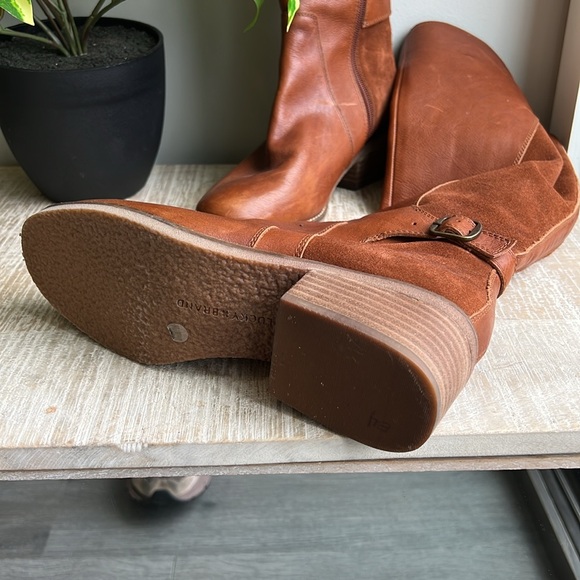 Lucky Brand 8.5 Leather Tall Brown Riding Boots Chestnut Knee High Worn 5x - Picture 4 of 7